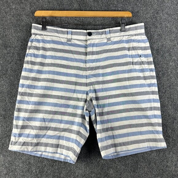 Tommy Hilfiger Shorts Mens 34 Custom Fit Blue White Cotton Stretch Stripe Pocket - Picture 1 of 9